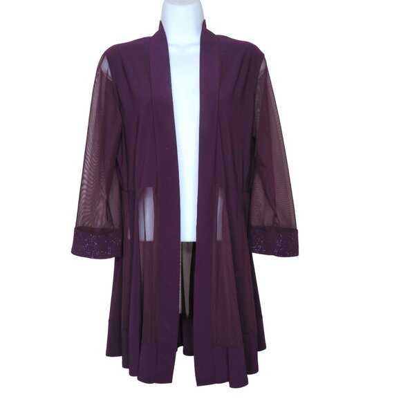 R&M Richards Dress Jacket S Plum Purple Shimmer Sheer Cruise Wedding Party - Picture 7 of 16